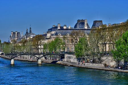 Paris; France - april 2 2017 : the Seine river seen from the Pont Neufのeditorial素材
