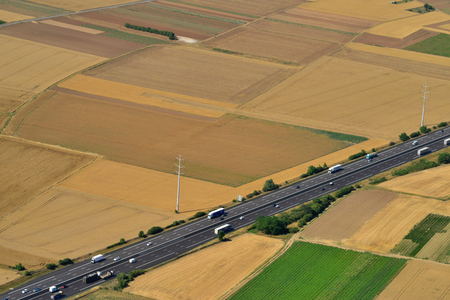 Bouafles, France - july 7 2017 : aerial picture of the speedwayのeditorial素材