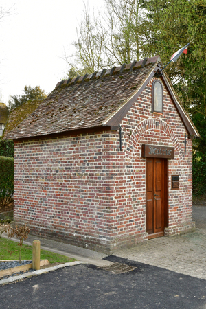 Saint Germain de Pasquier, France - mach 30 2017 : the smallest city hall of Franceのeditorial素材