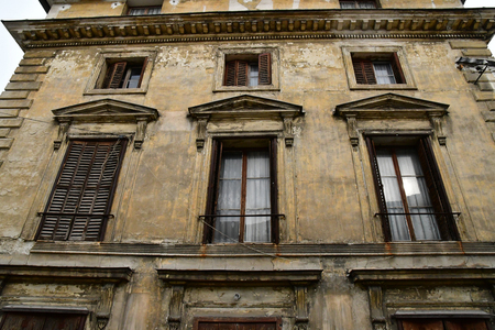 Poissy; France - april 7 2019 : ruin of an old house in the city centreのeditorial素材