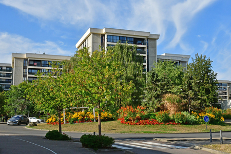 Les Mureaux; France - may 8 2018 : building in the city centreのeditorial素材