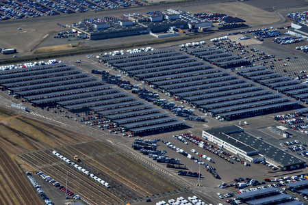 Flins; Aubergenville, France - july 7 2017 : aerial picture Renault factoryのeditorial素材