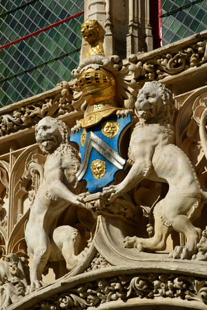 Rouen, France - september 9 2018 : the Hotel Bourgtheroulde, a luxury hotel in an old gothic houseのeditorial素材