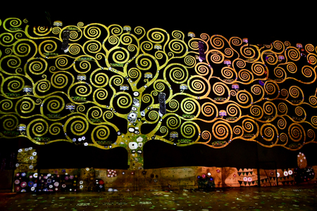 Paris; France - november 30 2018 : the Atelier des Lumieres, a place of digital art in an old factoryのeditorial素材