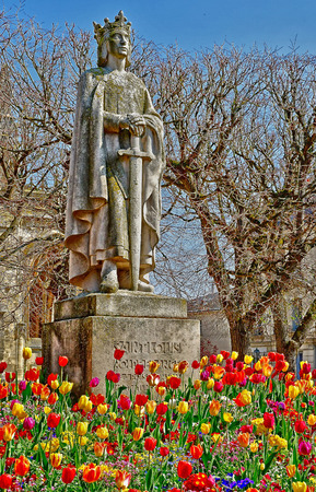 Poissy; France - april 11 2019 : the Saint Louis statueのeditorial素材