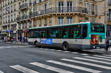 Paris; France - april 2 2017 : bus in the Rivoli streetのeditorial素材
