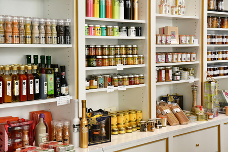 Versailles, France - september 2 2018 : luxury shop in the Saint Louis district near the castleのeditorial素材