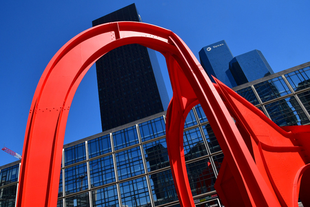 Paris La Defense; France - may 25 2017 : The Red Spider by Alexander Calder in La Defense district, the biggest business distric in Europeのeditorial素材