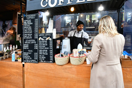London, England - december 23 2017 : restaurant in the Camden marketのeditorial素材