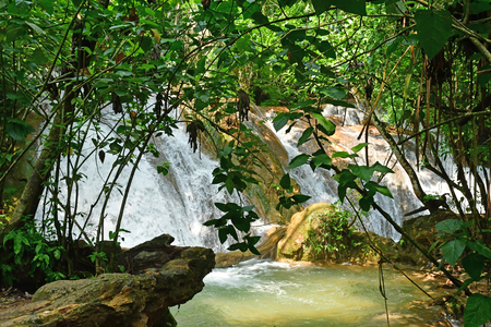 Tumbala; United Mexican States - may 16 2018 : the cascades of Agua Azulのeditorial素材