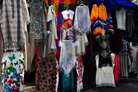 Mexico;  United Mexican State - may 13 2018 : touristy and souvenir market near the pier in Xochimilcoのeditorial素材