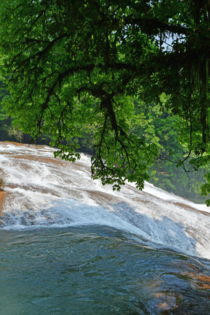 Tumbala; United Mexican States - may 16 2018 : the cascades of Agua Azulのeditorial素材