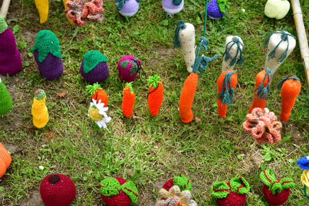 Villiers le Bacle; France - june 3 2018 : knitting in the garden of the house of Foujitaのeditorial素材