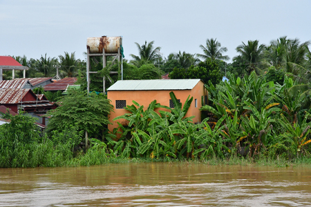 Kingdom of Cambodia - august 19 2018 : cruise on Mekong river near Phnom Penhのeditorial素材