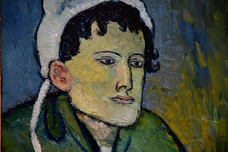 Paris; France - september 30 2018 : femme au bonnet painted by Picasso in 1901 in the Orsay museumのeditorial素材