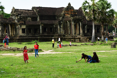 Siem Reap; Kingdom of Cambodia - august 23 2018 : the Angkor Wat templeのeditorial素材
