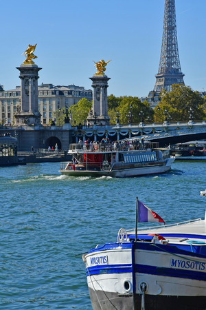 Paris; France - september 30 2018 : the Seine river near Alexandre 3 bridgeのeditorial素材