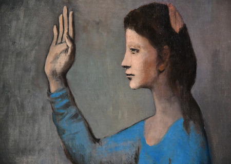 Paris; France - september 30 2018 : Femme a l eventail painted by Pablo Picasso in 1905 in the Orsay museumのeditorial素材