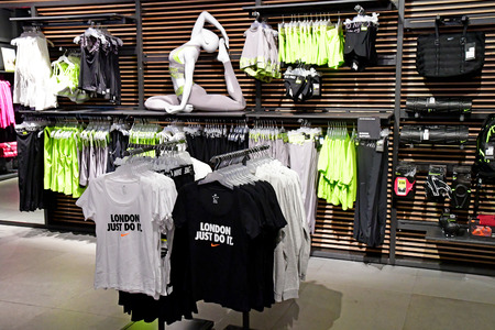 London, England - may 8 2019 : sport cloth shop in Oxford streetのeditorial素材