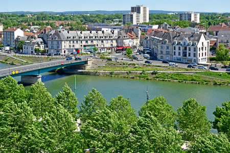Pontoise , France - june 2 2019 : the city view from the old castle parkのeditorial素材