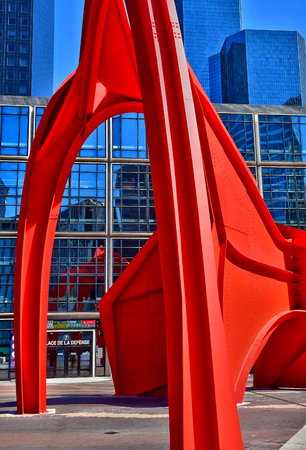 Paris La Defense; France - may 25 2017 : The Red Spider by Alexander Calder in La Defense district, the biggest business distric in Europeのeditorial素材