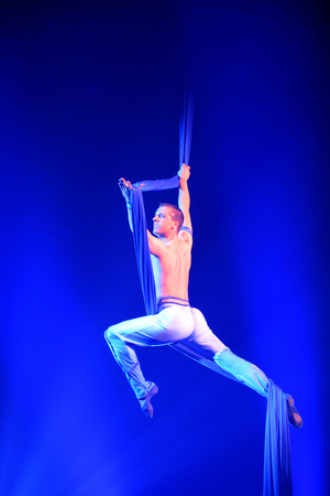 Les Mureaux; France - october 14 2018 : acrobat at the international circus festivalのeditorial素材