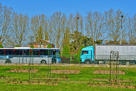 Poissy; France - april 11 2019 : the road near the Meissonier parkのeditorial素材