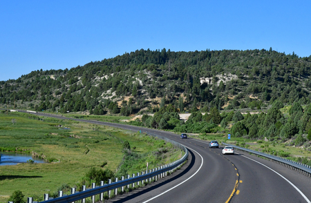 Mount Carmel, Utah, USA - july 10  2016 : the road between Bryce Canyon and Zion National Parkのeditorial素材