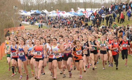Les Mureaux; Verneuil sur Seine, France - mach 1 2015 : france championship of cross country on the leisure baseのeditorial素材