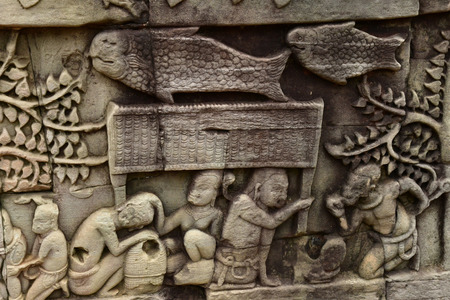 Siem Reap; Kingdom of Cambodia - august 24 2018 : the Angkor Bayon templeのeditorial素材