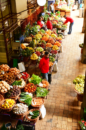 Funchal, Portugal - february 21 2018 : covered market in the city centreのeditorial素材