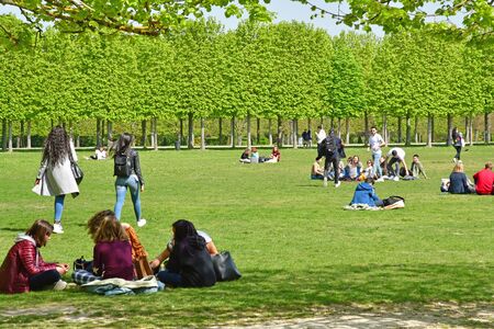 Saint Germain en Laye; France - april 18 2019 : the picturesque castle parkのeditorial素材