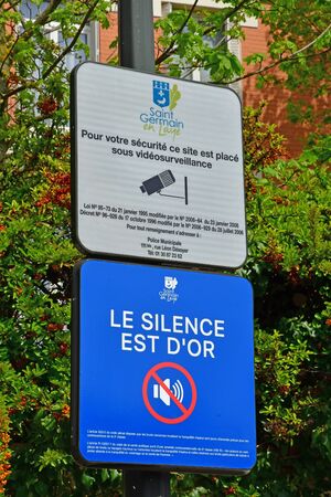 Saint Germain en Laye; France - april 18 2019 : forbidden noise signのeditorial素材