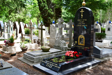 Sainte Genevieve des Bois, France - june 22 26 17 : the Serge Lifar tomb in the russian cemeteryのeditorial素材
