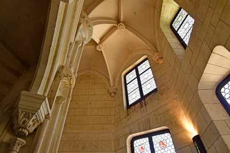 Chaumont sur Loire; France - june 29 2019: stairs in the renaissance castle built by Charles II de Chaumont d Amboiseのeditorial素材