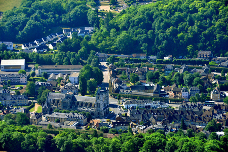 Les Andelys, France - july 7 2017 : aerial picture of the cityのeditorial素材