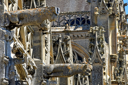 Les Andelys; France - july 2 2019 : the collegiate church Notre Dameのeditorial素材