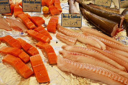Saint Germain en Laye; France - may 27 2018 : fish at the picturesque marketのeditorial素材