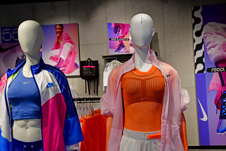 London, England - may 8 2019 : sport cloth shop in Oxford streetのeditorial素材