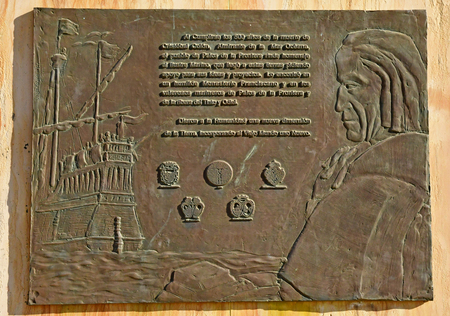 Palos de la Frontera; Spain - august 28 2019 : memorial of Christopher Columbus and the discovery of Americaのeditorial素材