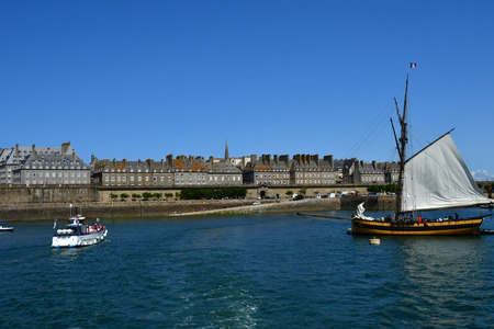 Saint Malo; France - july 28 2019 : Le Renard built in 1812, the last boat of Robert Surcoufのeditorial素材