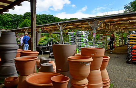 Saint Cyr l Ecole; France - june 16 2019 : pots in a garden centerのeditorial素材