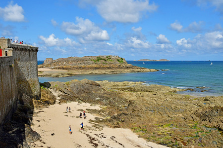 Saint Malo; France - july 28 2019 : beach of the picturesque city in summerのeditorial素材