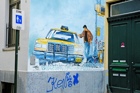 Belgium, fresco in the picturesque city of Brusselsのeditorial素材
