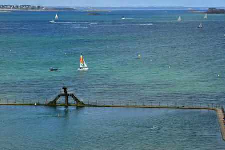 Saint Malo; France - july 28 2019 : beach of the picturesque city in summerのeditorial素材