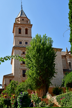 Granada; Spain - august 27 2019 : the Santa Maria church in the Alhambra palaceのeditorial素材