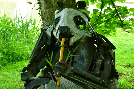 Themericourt; France - may 24 2019 : panda sculpture in the castle parkのeditorial素材