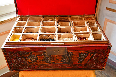 Saint Malo; France - july 28 2019 : precious spices case in the living room of the Hotel Magonのeditorial素材