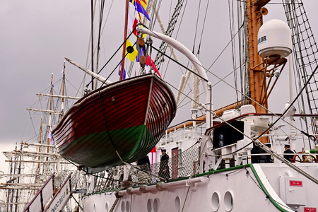 Rouen, France - june 10 2019 : the Cuauhtemoc in the Armada de Rouen, a collection of old sailing boatsのeditorial素材
