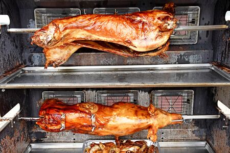 barbecued whole lamb in la Grange  Bourgoultの写真素材